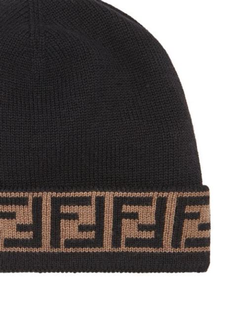 FENDI FF Motif Trim Beanie 